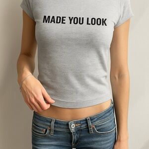 Gray Fitted Cap Sleeve Crop Top